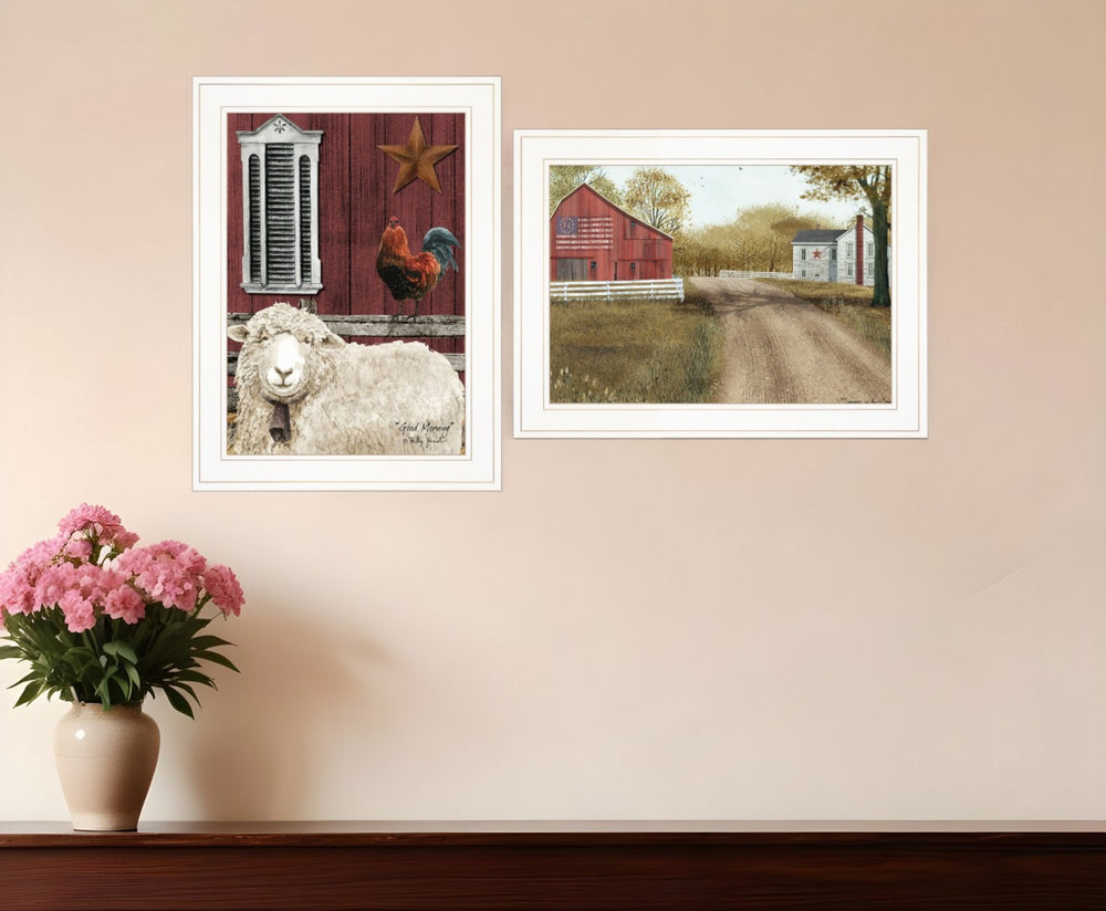 HomeRoots Set of Two Good Morning Farmhouse Framed Prints - Charming Wall Art for Kitchen & Living Spaces 406193