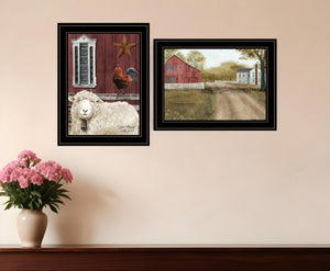 HomeRoots Set of Two Good Morning Black Framed Farmhouse Wall Art Prints for Charming Décor Refresh 406194