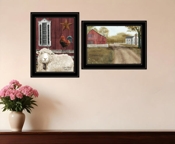 HomeRoots Set of Two Good Morning Black Framed Farmhouse Wall Art Prints for Charming Décor Refresh 406194