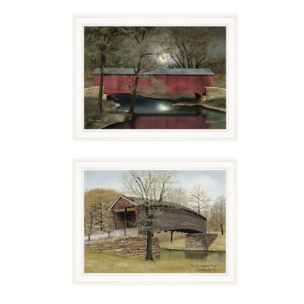 HomeRoots Set of Two Framed Bridge Prints | Modern Wall Art for Contemporary Home Decor & Easy Styling 406195