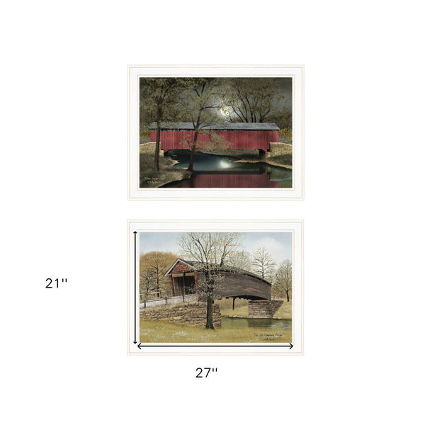 HomeRoots Set of Two Framed Bridge Prints | Modern Wall Art for Contemporary Home Decor & Easy Styling 406195