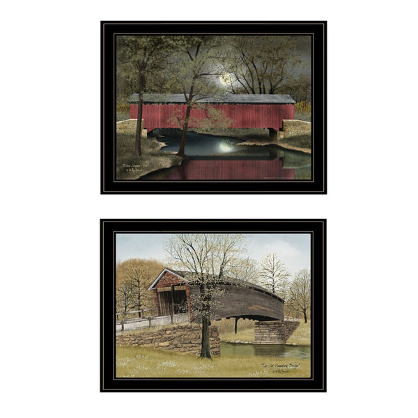 HomeRoots Set of Two Framed Bridge Prints | Modern Black Wall Art for Stylish Home Décor Update 406196