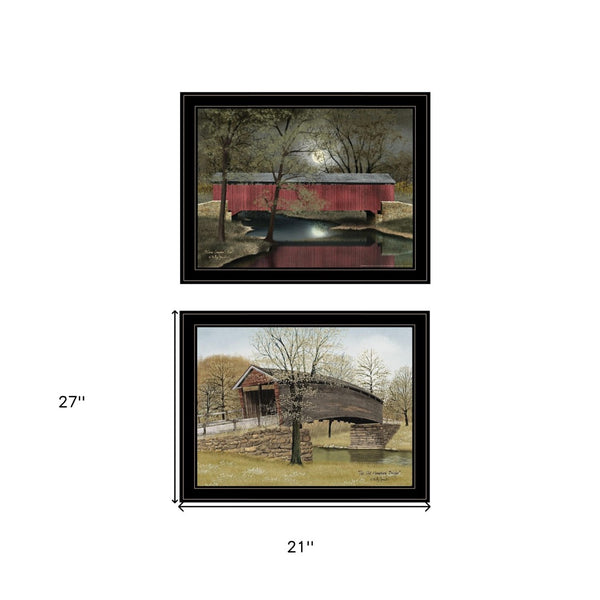 HomeRoots Set of Two Framed Bridge Prints | Modern Black Wall Art for Stylish Home Décor Update 406196