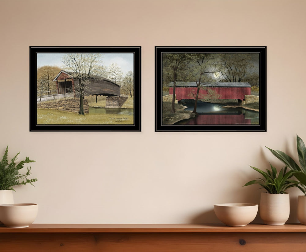HomeRoots Set of Two Framed Bridge Prints | Modern Black Wall Art for Stylish Home Décor Update 406196