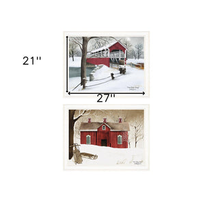 HomeRoots Set of Two Minimalist White Framed Prints - Captivating Fallen Snow Art for Modern Home Decor 406199