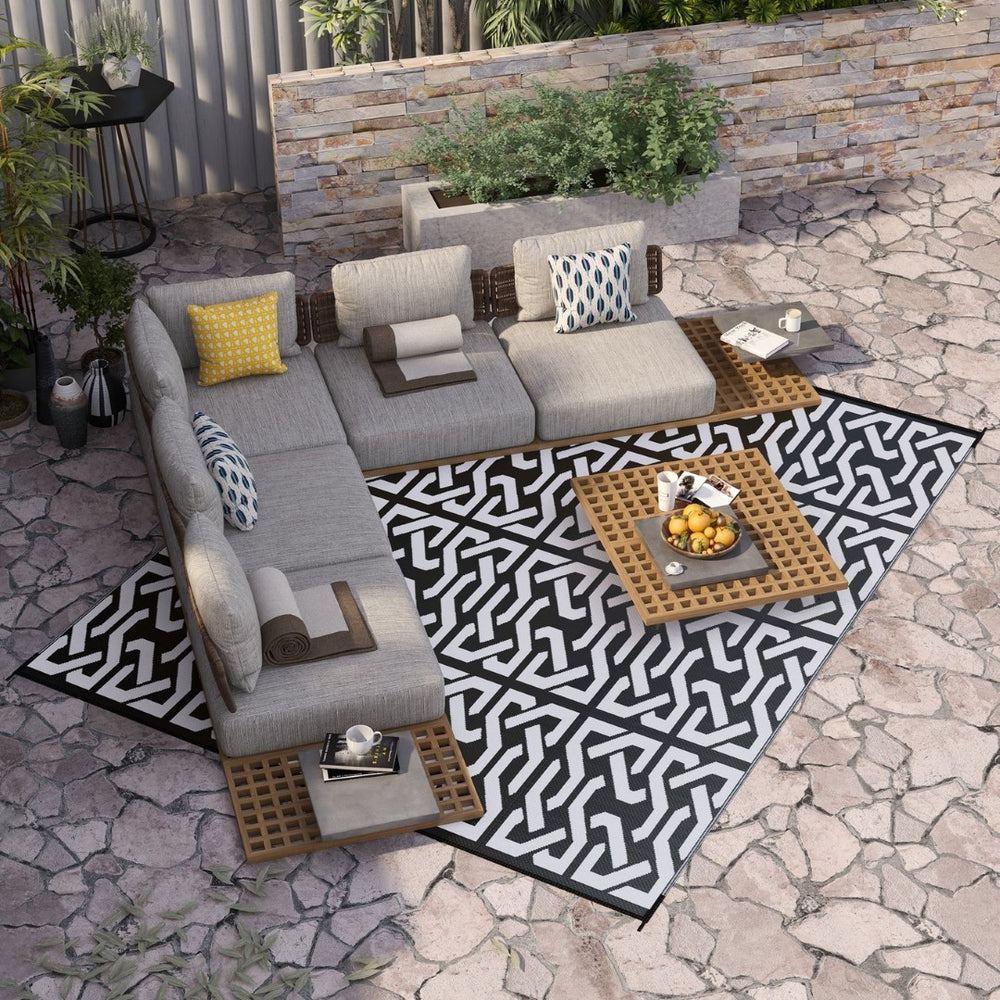 English Elm Outsunny Reversible Polypropylene Outdoor Rug Waterproof Camping Mat with Carry Bag W2225P174558