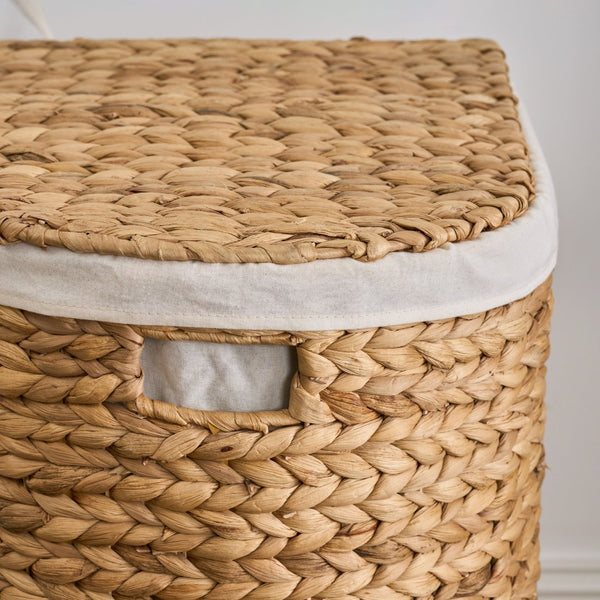English Elm Judas Handwoven Water Hyacinth Oval Hamper Sustainable Natural Laundry Storage B093P429641