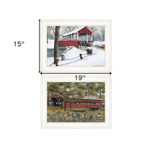 HomeRoots Set of Two Covered Bridge Collection II Framed Prints – Rustic Wall Art for Stylish Decor 406201