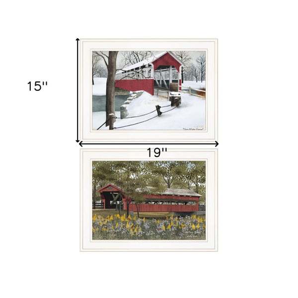 HomeRoots Set of Two Covered Bridge Collection II Framed Prints – Rustic Wall Art for Stylish Decor 406201