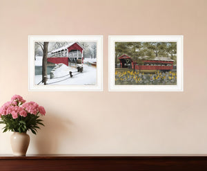 HomeRoots Set of Two Covered Bridge Collection II Framed Prints – Rustic Wall Art for Stylish Decor 406201