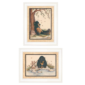 HomeRoots Set of Two Gone Fishing Framed Prints - Whimsical Nature Art for Coastal & Contemporary Decor 406207