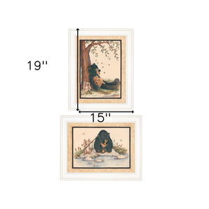 HomeRoots Set of Two Gone Fishing Framed Prints - Whimsical Nature Art for Coastal & Contemporary Decor 406207