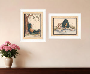 HomeRoots Set of Two Gone Fishing Framed Prints - Whimsical Nature Art for Coastal & Contemporary Decor 406207