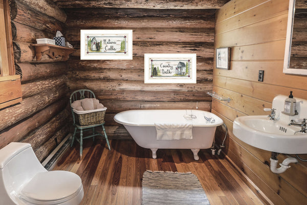 Homeroots Set Of Two Nature Calls 1 White Framed Print Bathroom Wall Art  Wood Paper 406211