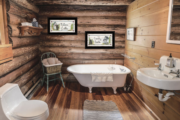 Homeroots Set Of Two Nature Calls 2 Black Framed Print Bathroom Wall Art  Wood Paper 406212