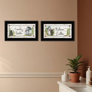 Homeroots Set Of Two Nature Calls 2 Black Framed Print Bathroom Wall Art  Wood Paper 406212