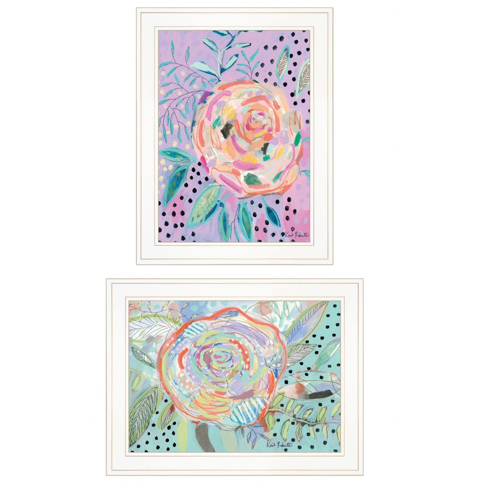 HomeRoots Set of Two Elegant Floral Framed Prints - Contemporary Wall Art for Stylish Home Decor 406213