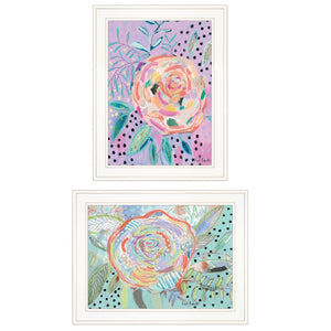 HomeRoots Set of Two Elegant Floral Framed Prints - Contemporary Wall Art for Stylish Home Decor 406213
