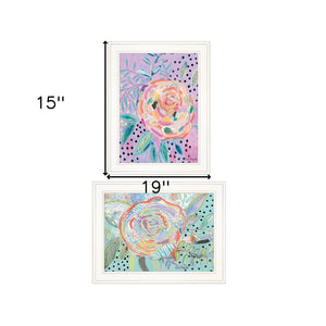 HomeRoots Set of Two Elegant Floral Framed Prints - Contemporary Wall Art for Stylish Home Decor 406213