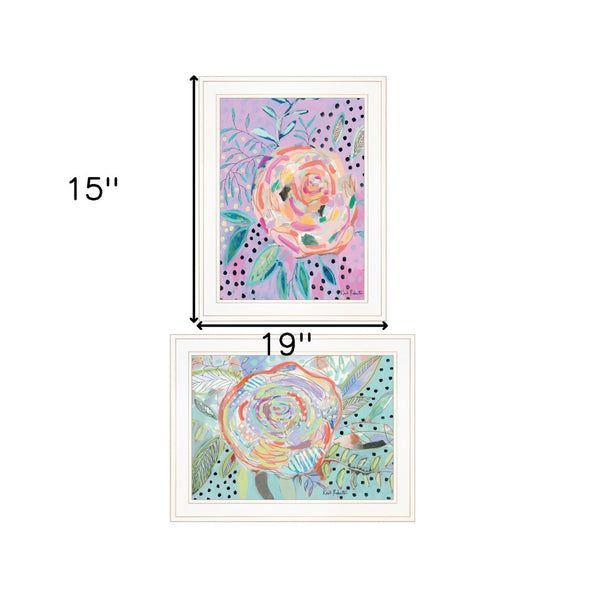 HomeRoots Set of Two Elegant Floral Framed Prints - Contemporary Wall Art for Stylish Home Decor 406213