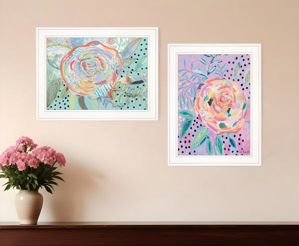 HomeRoots Set of Two Elegant Floral Framed Prints - Contemporary Wall Art for Stylish Home Decor 406213