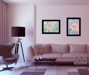 HomeRoots Set of Two Bloom for Yourself Black Framed Wall Art – Chic Floral Prints for Modern Home Decor 406214