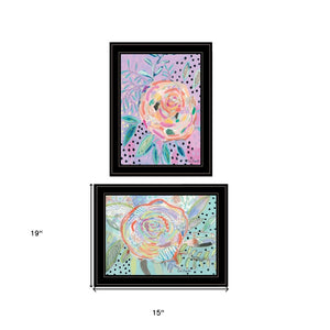 HomeRoots Set of Two Bloom for Yourself Black Framed Wall Art – Chic Floral Prints for Modern Home Decor 406214