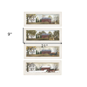 Homeroots Set Of Four Seasons On The Farm White Framed Prints Wall Art  Paper,Wood 406215
