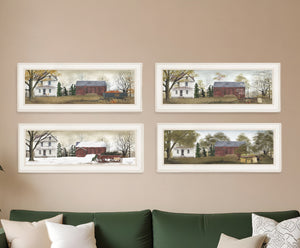 Homeroots Set Of Four Seasons On The Farm White Framed Prints Wall Art  Paper,Wood 406215