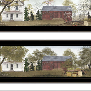 HomeRoots Set of Four Seasons Farm Wall Art Prints – Timeless Framed Decor for Home with Seasonal Charm Black and Gold 406216