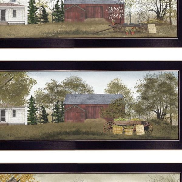 HomeRoots Set of Four Seasons Farm Wall Art Prints – Timeless Framed Decor for Home with Seasonal Charm Espresso 406217