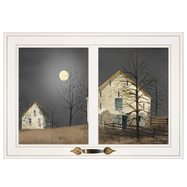 Homeroots Still Of The Night 4 White Framed Print Wall Art  Wood Paper And Texture 406218