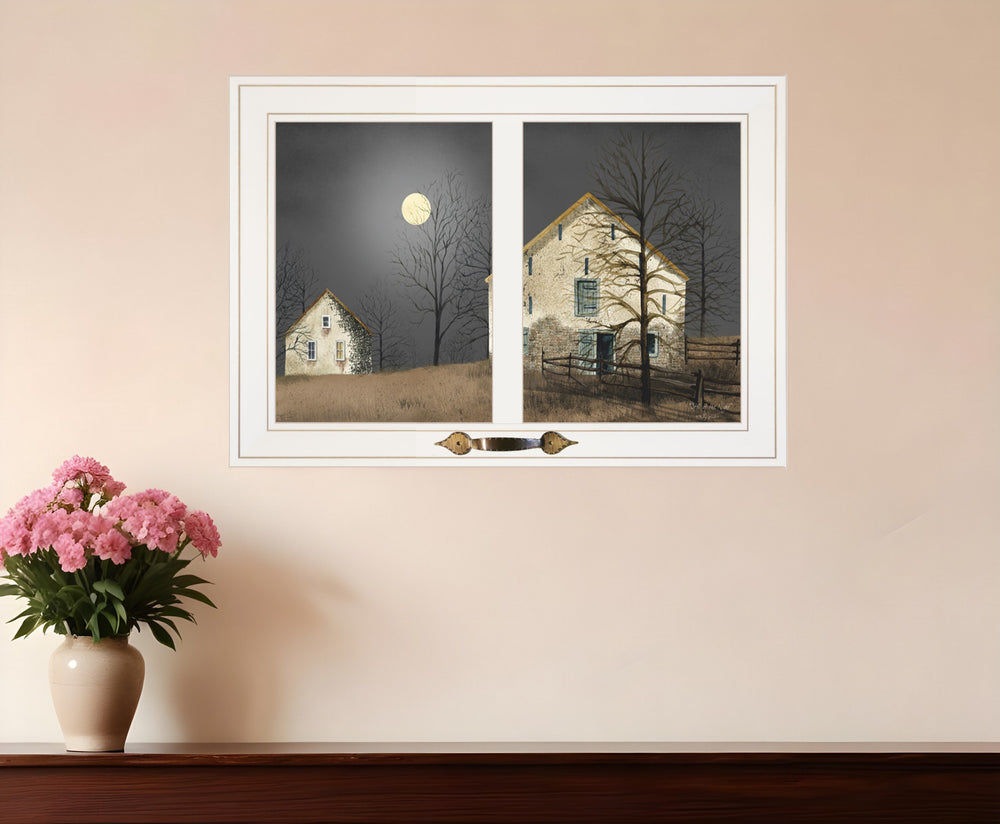 Homeroots Still Of The Night 4 White Framed Print Wall Art  Wood Paper And Texture 406218