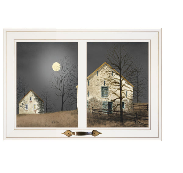 Homeroots Still Of The Night 4 White Framed Print Wall Art  Wood Paper And Texture 406218
