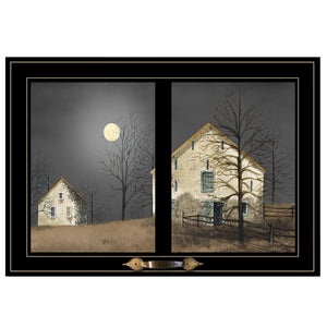 Homeroots Still Of The Night 5 Black Framed Print Wall Art  Wood Paper And Texture 406219