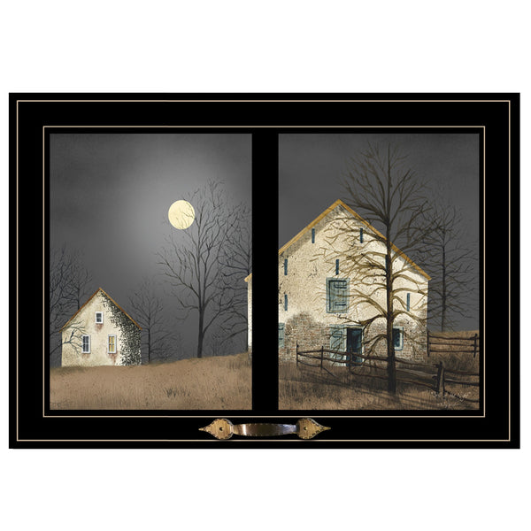 Homeroots Still Of The Night 5 Black Framed Print Wall Art  Wood Paper And Texture 406219