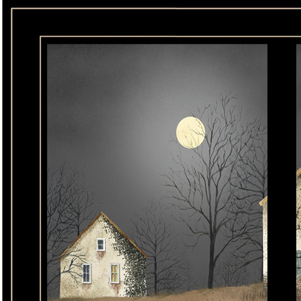 Homeroots Still Of The Night 5 Black Framed Print Wall Art  Wood Paper And Texture 406219
