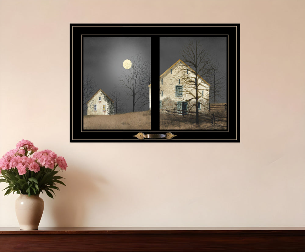 Homeroots Still Of The Night 5 Black Framed Print Wall Art  Wood Paper And Texture 406219