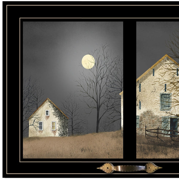 Homeroots Still Of The Night 5 Black Framed Print Wall Art  Wood Paper And Texture 406219