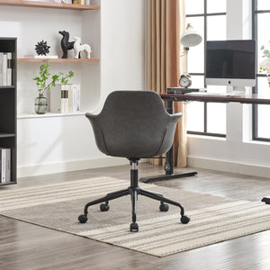 English Elm Mid-Century Minimalist Office Chair with 40° Recline, Adjustable Rebound, 320mm Wide Base, Ergonomic Design Black W1143P173516