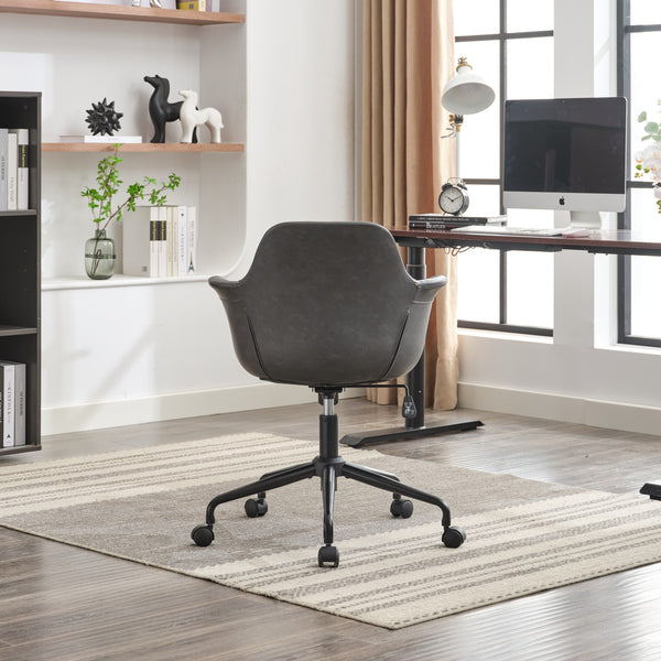 English Elm Mid-Century Minimalist Office Chair with 40° Recline, Adjustable Rebound, 320mm Wide Base, Ergonomic Design Black W1143P173516