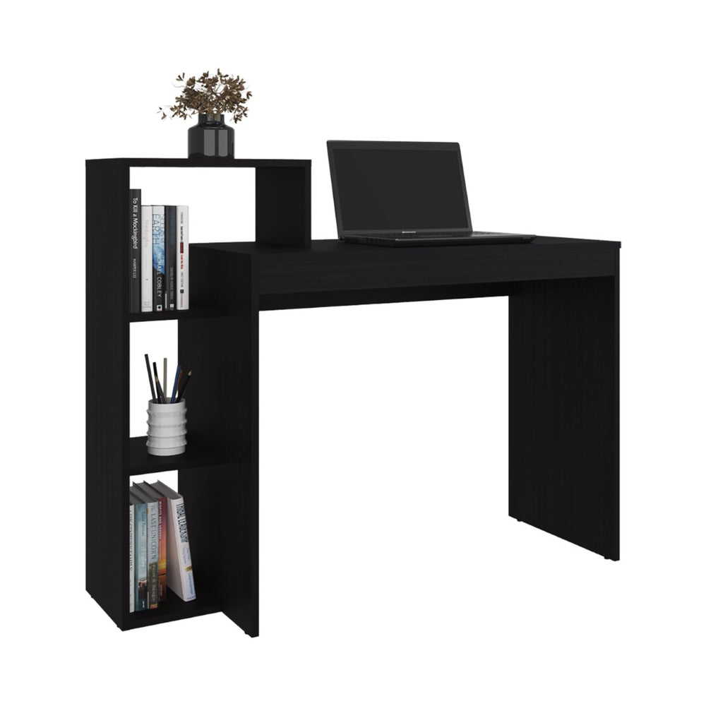 English Elm Fm Furniture Salome Wenge Writing Desk with Integrated Side Shelving for Home Office B128P485418