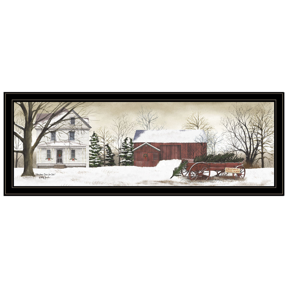 Homeroots Christmas Trees For Sale Black Grooved Frame Wall Art  Wood Product Paper Print Uv Coating 406337