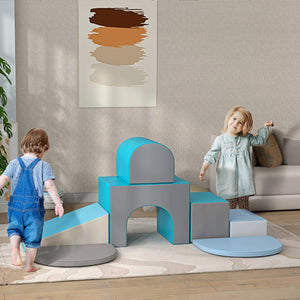English Elm Qaba 7 Piece Foam Toddler Climbing Playset with Tunnel Ramp and Crawl Obstacle Course W2225P229242