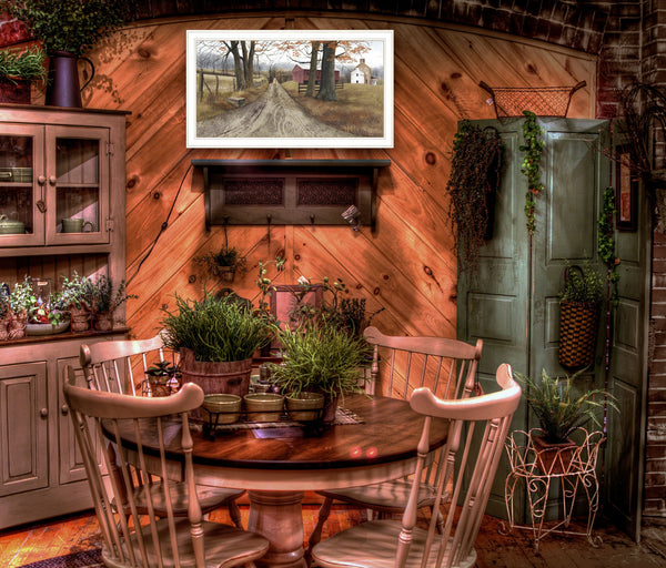 Homeroots The Road Home 8 White Framed Print Wall Art  Wood Product Paper Print Uv Coating 406398