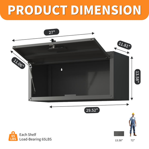 English Elm Heavy Duty Wall Mounted Steel Cabinet Locking Lift Door Garage Workshop Storage Black T2398P236482