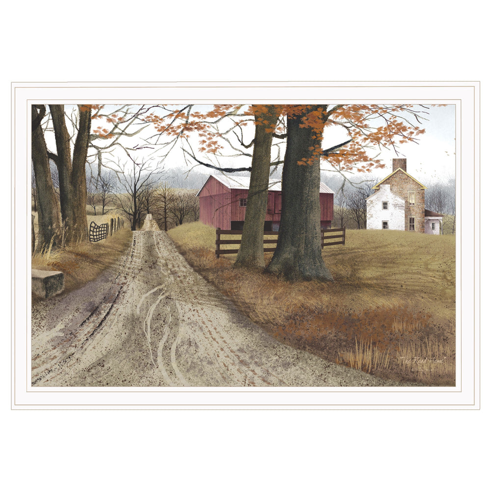 Homeroots The Road Home 14 White Framed Print Wall Art  Wood Product Paper Print Uv Coating 406403