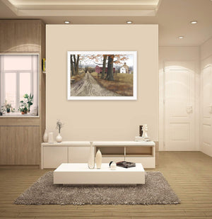 Homeroots The Road Home 14 White Framed Print Wall Art  Wood Product Paper Print Uv Coating 406403