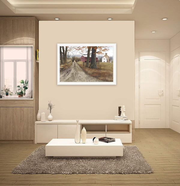 Homeroots The Road Home 14 White Framed Print Wall Art  Wood Product Paper Print Uv Coating 406403