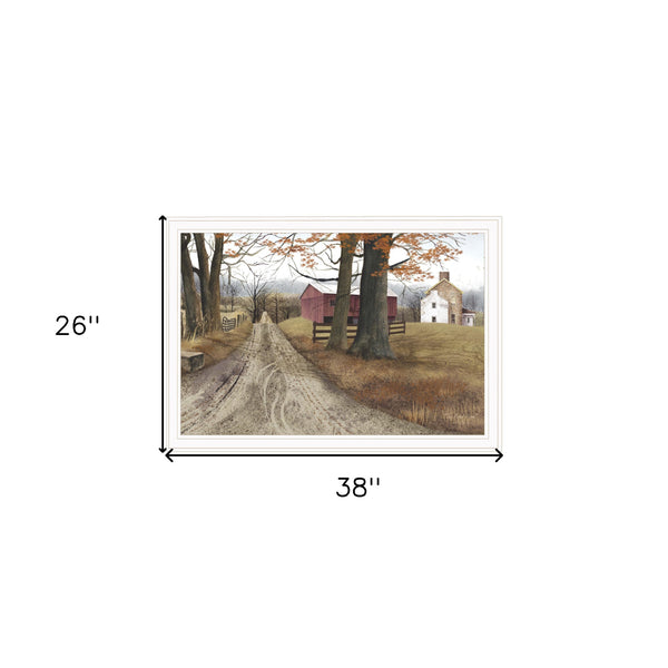 Homeroots The Road Home 14 White Framed Print Wall Art  Wood Product Paper Print Uv Coating 406403